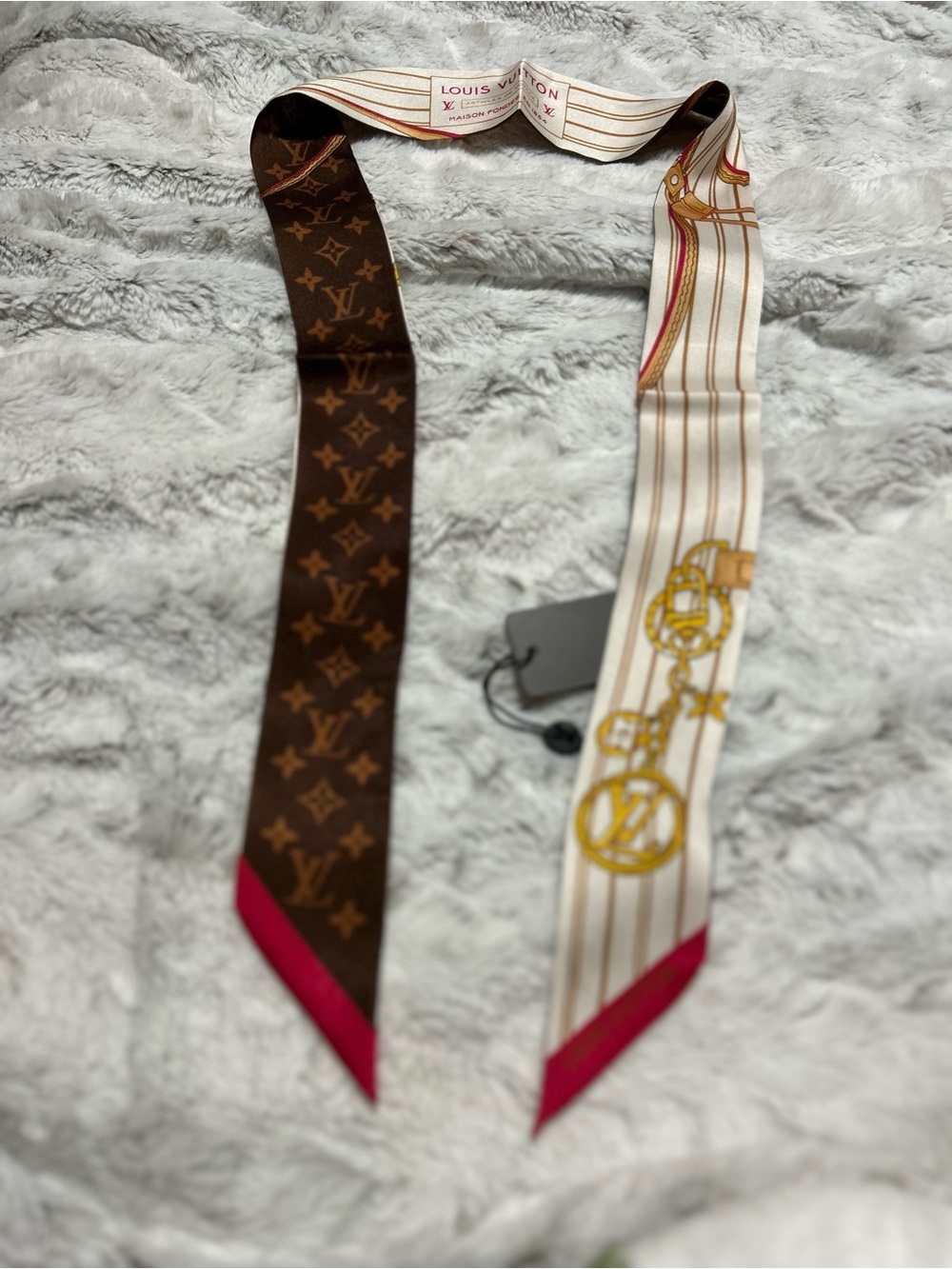 Brown & Cream Monogram Silk Twilly Scarf